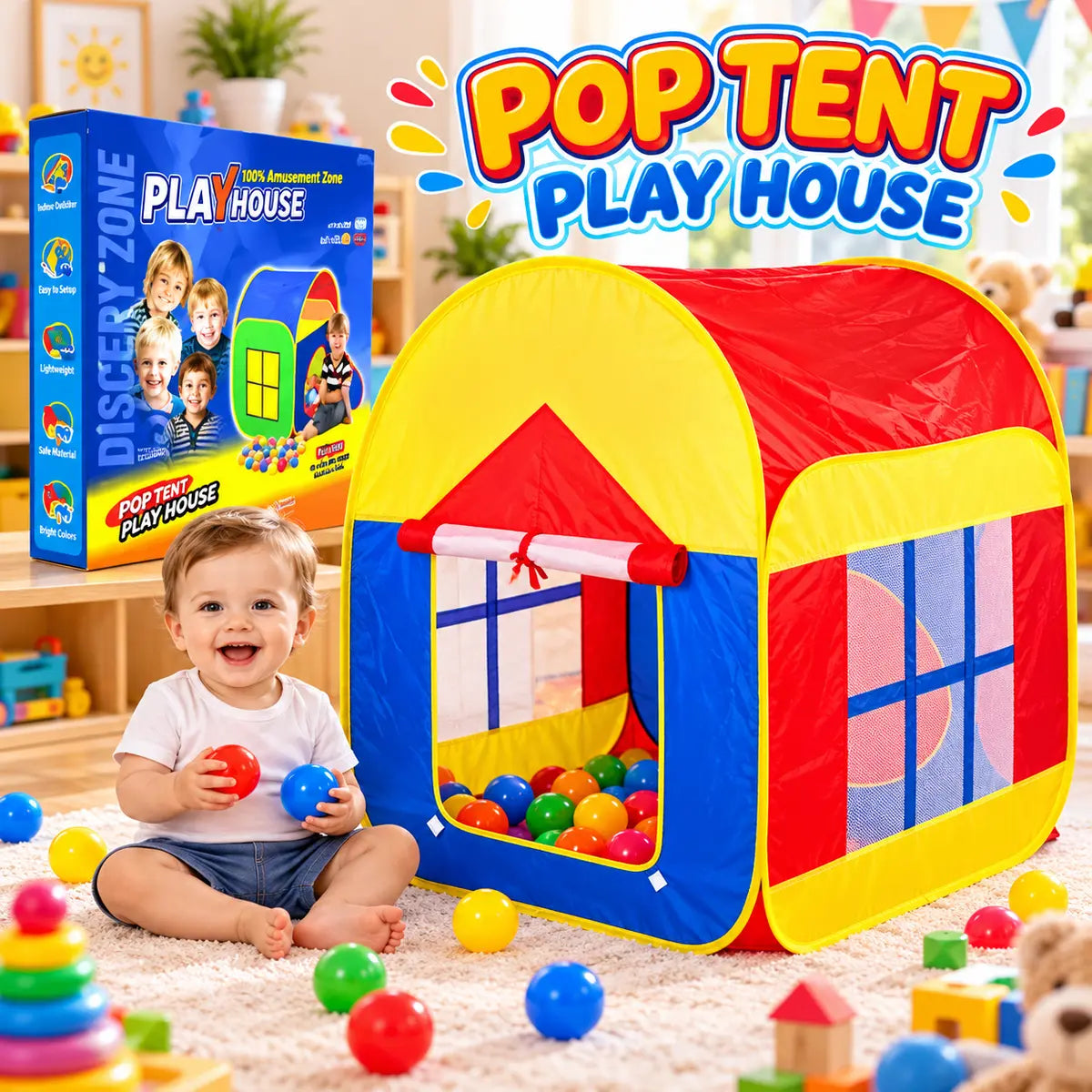 kids playhouse tent indoor outdoor foldable play tent house for children - Toynix.pk