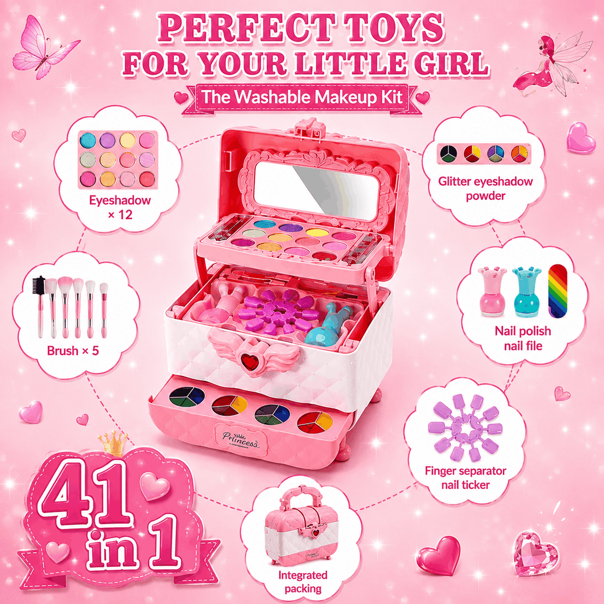 Kids Pretend Makeup Kit (41 Pcs | 1026-40)