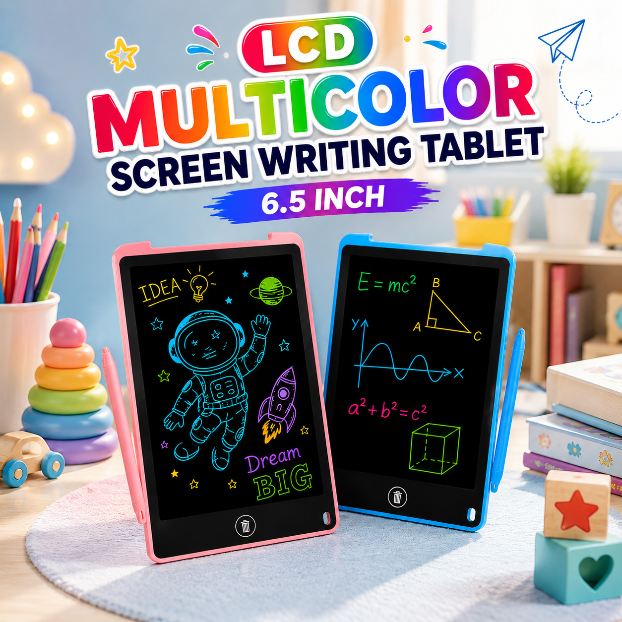 6.5 inch LCD Multicolor Writing Tablet for Kids 