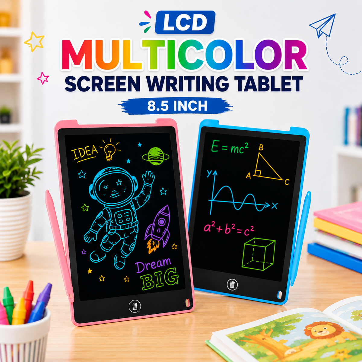 LCD Multicolor Screen Writing Tablet Erasable Writing Board