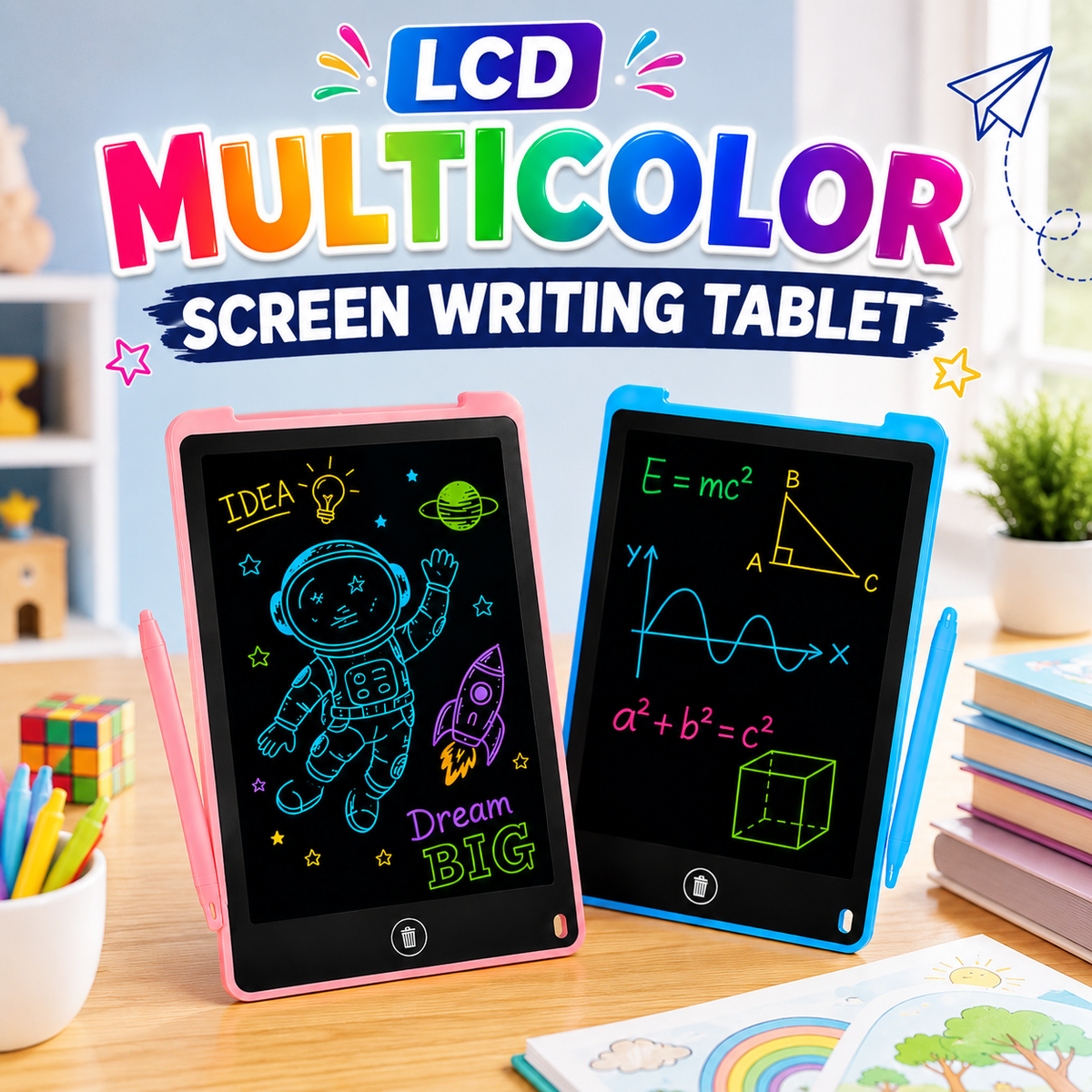 LCD Multicolor Screen Writing Tablet Erasable Writing Board