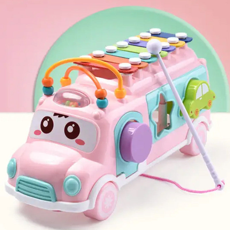 3 in 1 Music Xylophone Learning Bus for Kids (Random Color)
