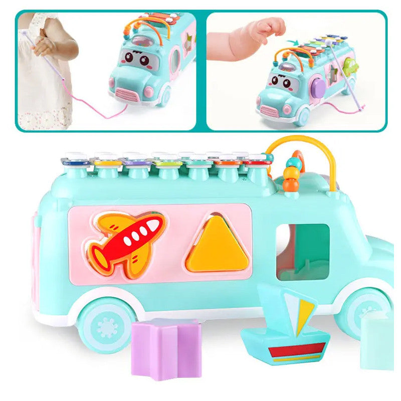 3 in 1 Music Xylophone Learning Bus for Kids (Random Color)