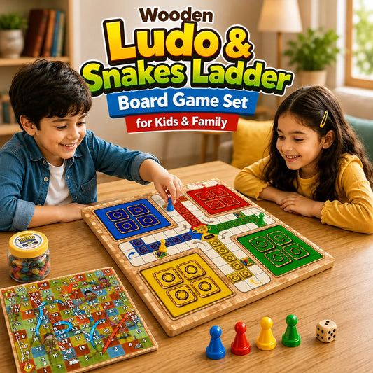 Wooden Ludo & Snakes Ladder Board Game for Kids & Family Toynix.pk
