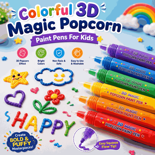 Colorful 3D Magic Popcorn Paint Pens for Kids Creative Art and Craft Set