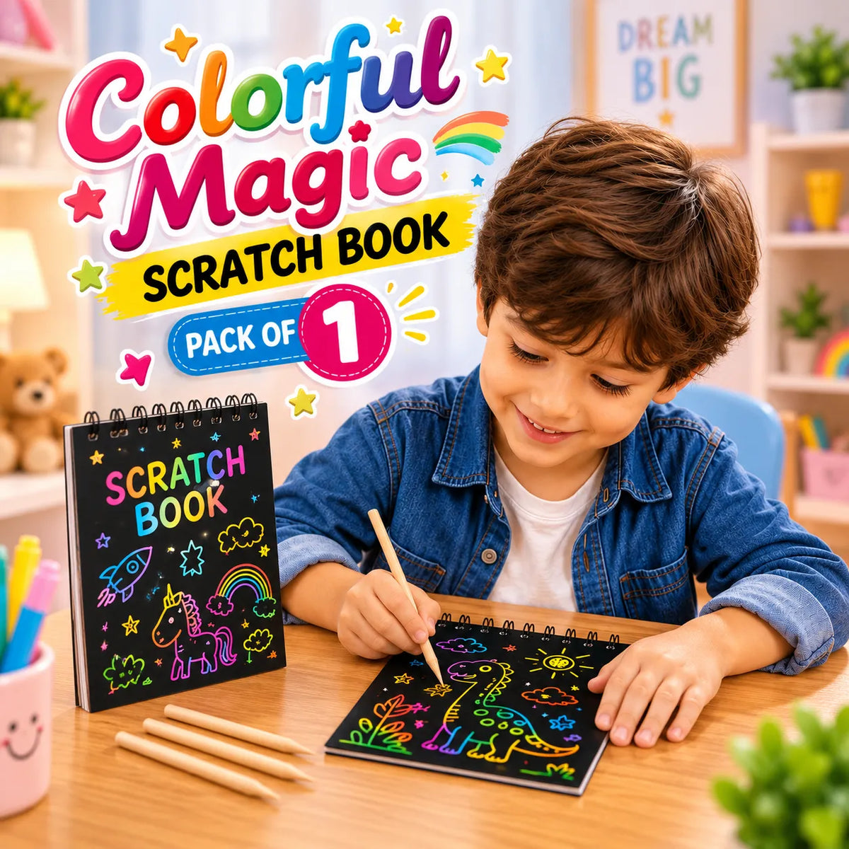Magic Scratch Art Notebook Set for Kids - Toynix.pk