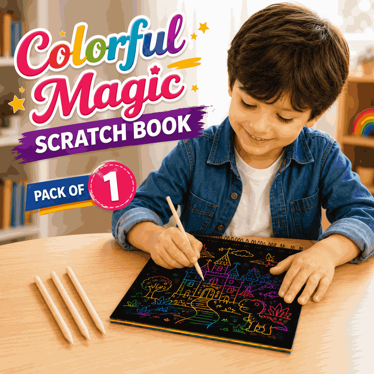 Magic Scratch Art Notebook Set for Kids - Toynix.pk