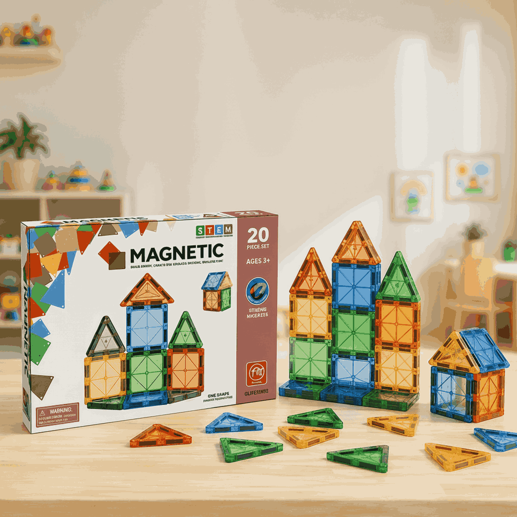 20 Pcs Magnetic Tiles Building Blocks Construction Set for Kids