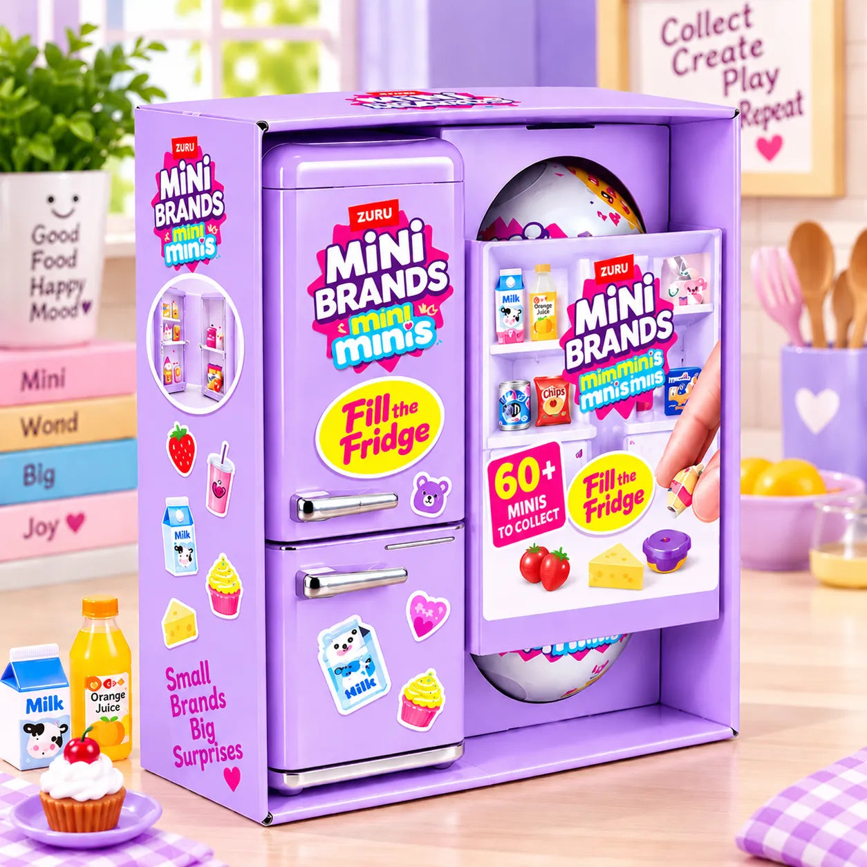 Mini Fridge Surprise Ball Food Collectible Toy with Miniature Food for Kids