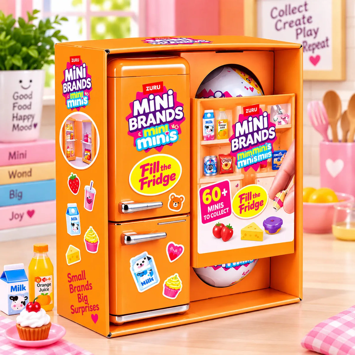 Mini Fridge Surprise Ball Food Collectible Toy with Miniature Food for Kids