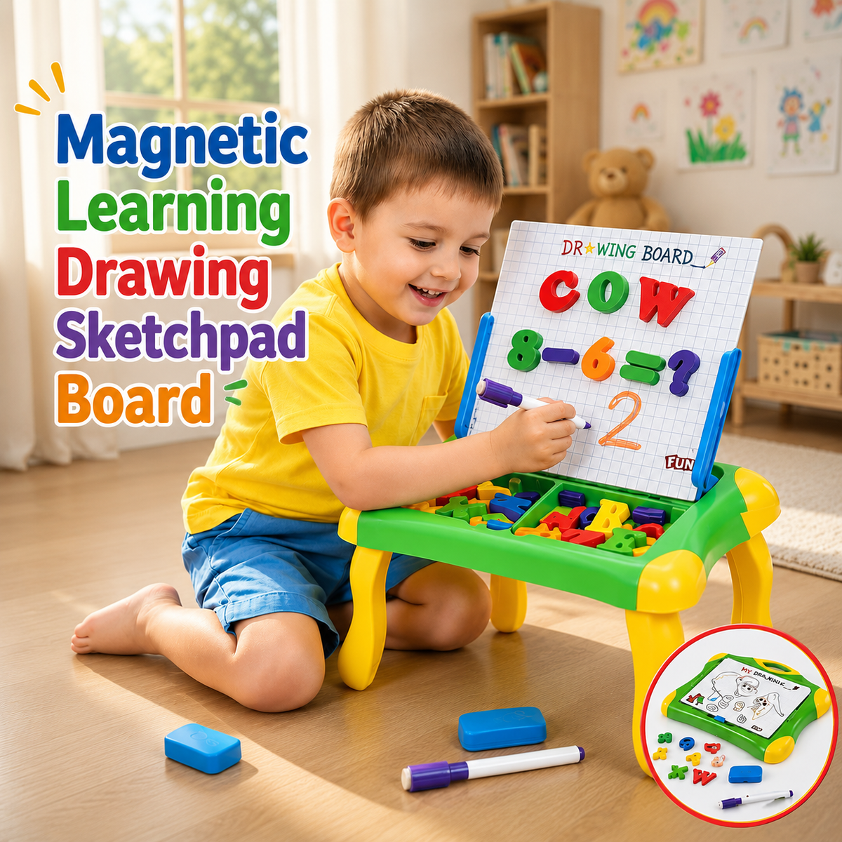 Magnetic Learning Drawing/Sketchpad Board For Kids (QJ9922)