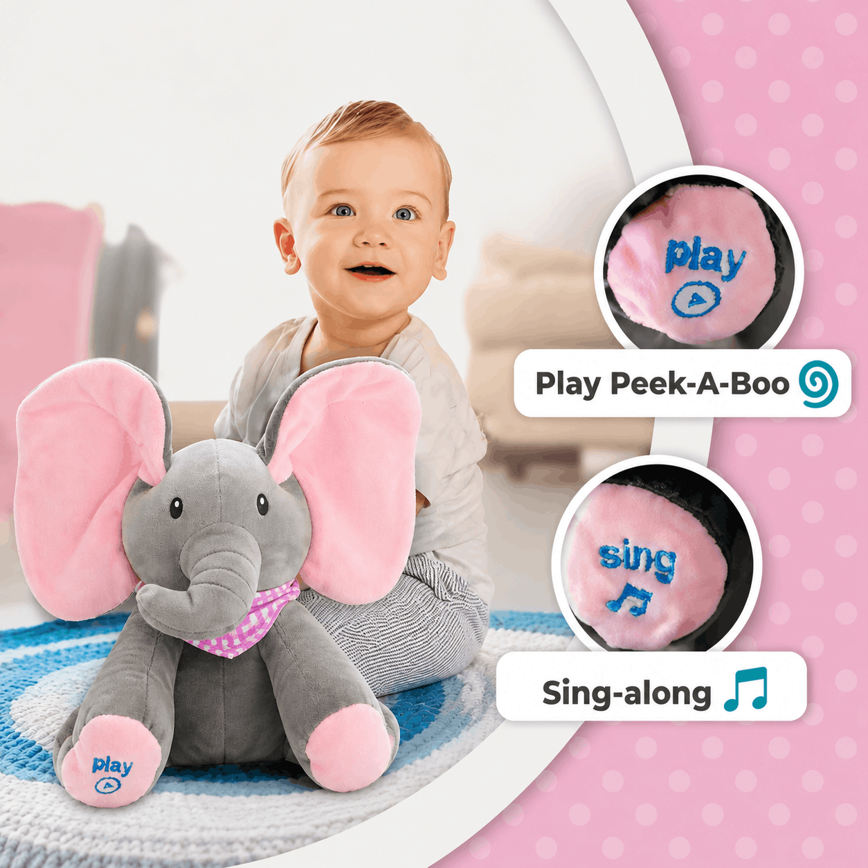 Musical Soft Peek-A-Boo Elephant Toy (71830)