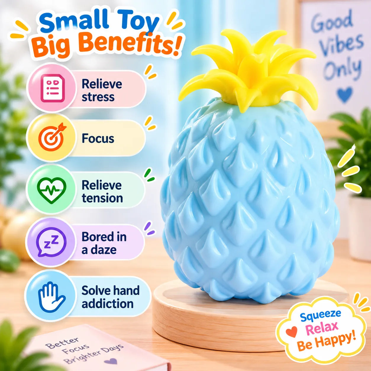 Cute Pineapple Squishy Stress Relief Toy Soft Squeeze Sensory Fidget Toy