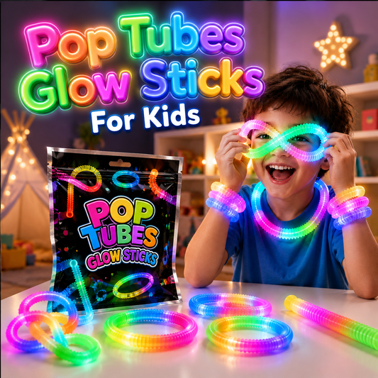 Pop Tubes Glow Sticks Colorful Sensory Fidget Toy for Kids
