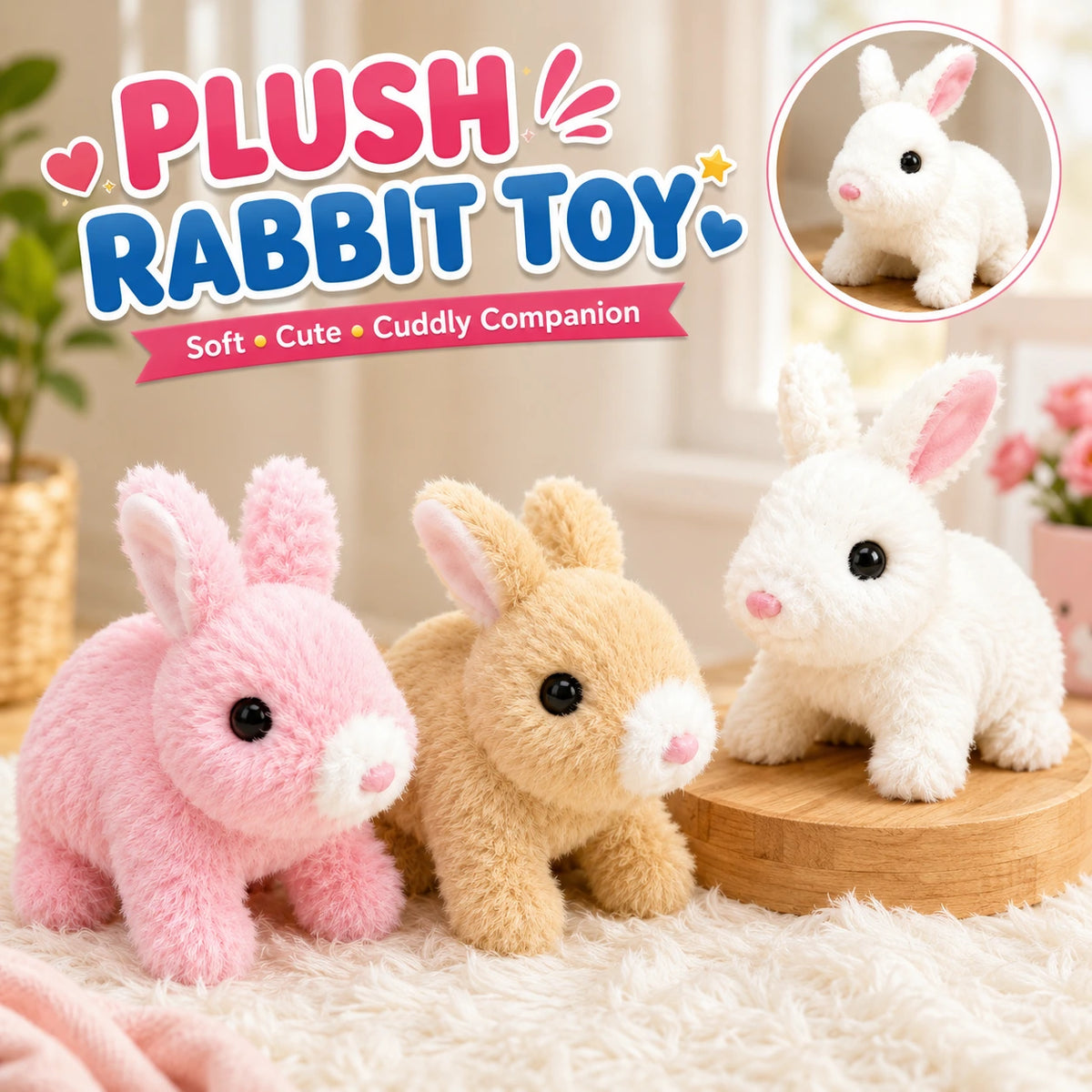 Plush Rabbit Toy with Sound and Motion for Kids (09-1)