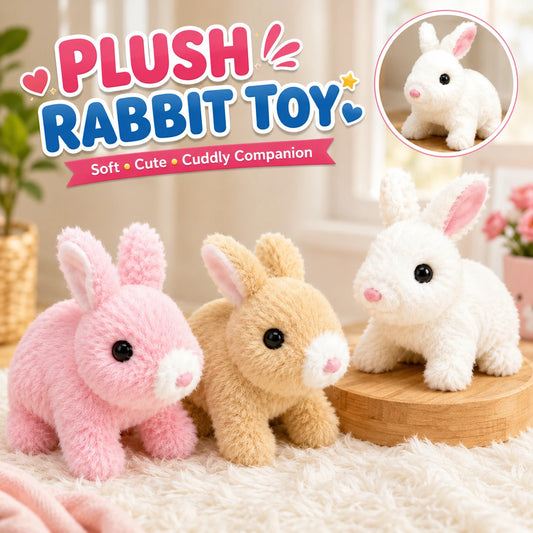 Plush Rabbit Toy with Sound and Motion Soft Cuddly Bunny Toy for Kids (Random Colors) - Toynix