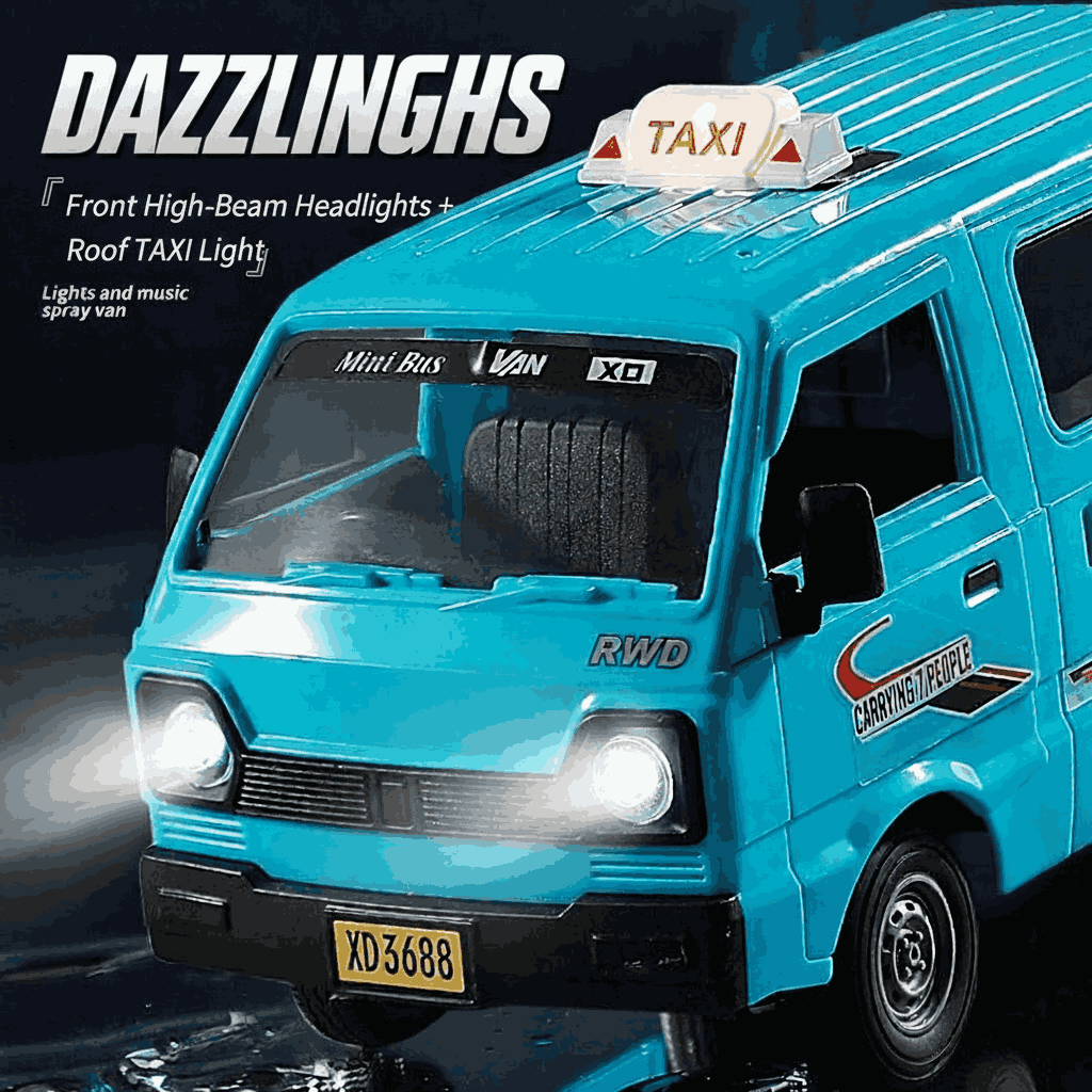 1:16 Scale Remote Control Taxi Van Toy with Lights for Kids
