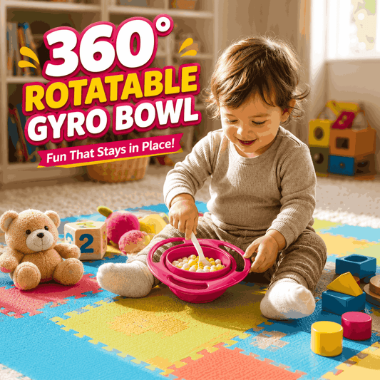 360° Rotatable Baby Feeding Gyro Bowl for Kids