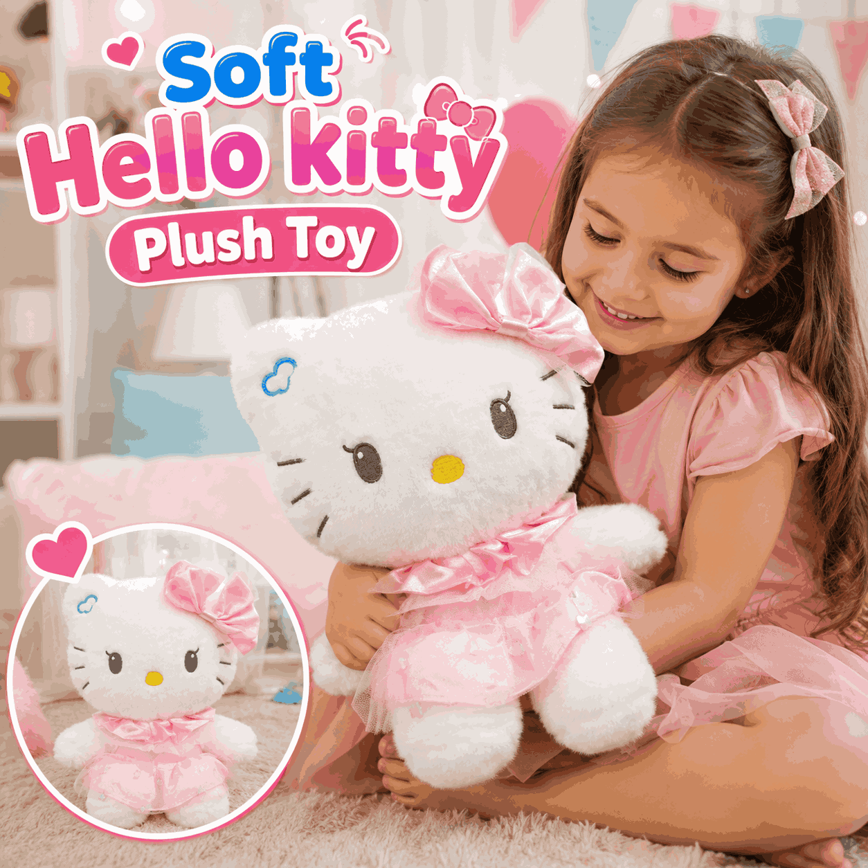 Soft Hello Kitty Plush Toy | Cute Cuddly Stuffed Toy