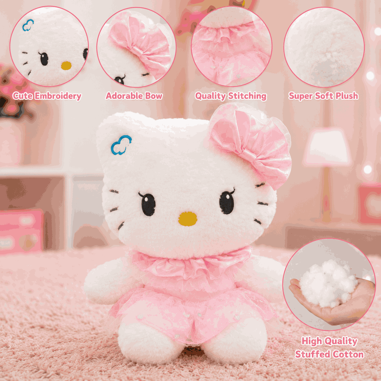 Soft Hello Kitty Plush Toy | Cute Cuddly Stuffed Toy