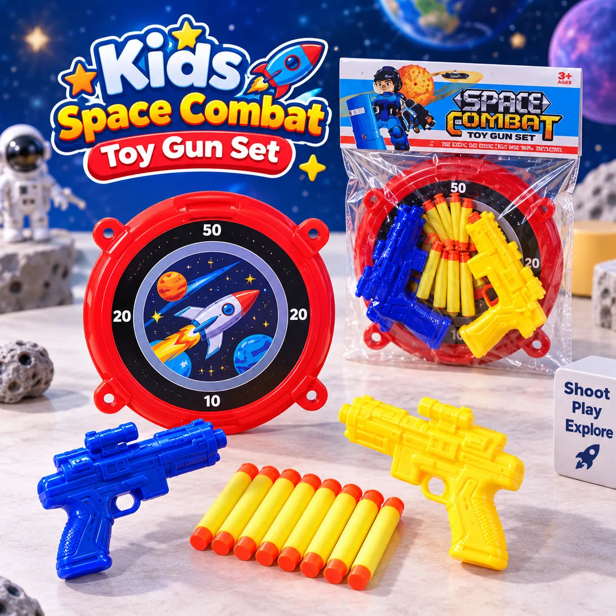 Kids Space Combat Colorful Toy Gun Blaster Set