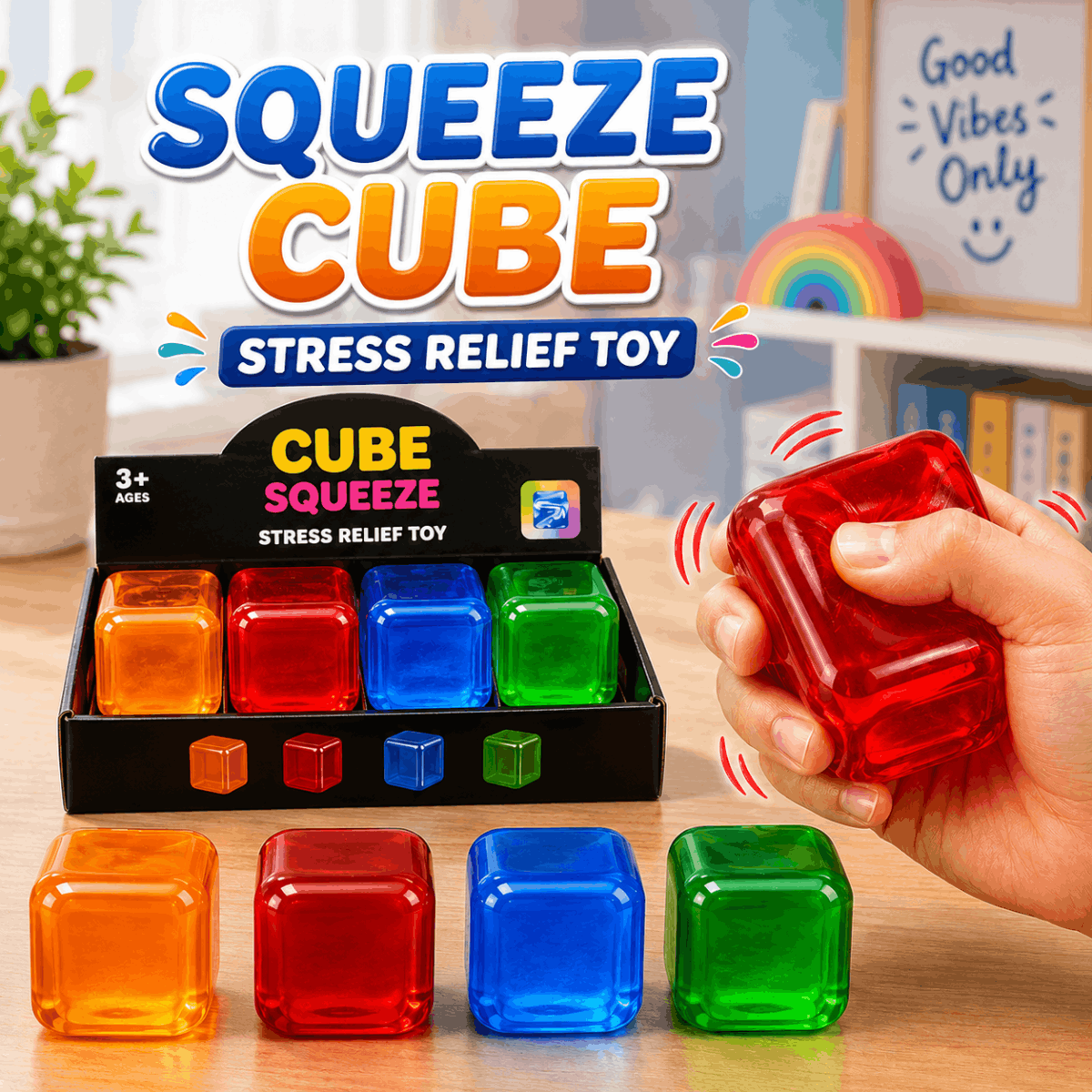 Colorful Squeeze Cube Stress Relief Fidget Toy