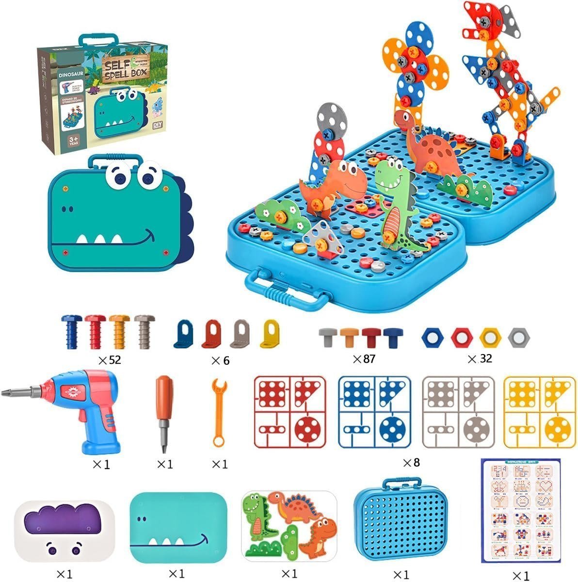 Creative 3D Drill Toy Set Space Simulation Screw Tool Box Random (232pcs)