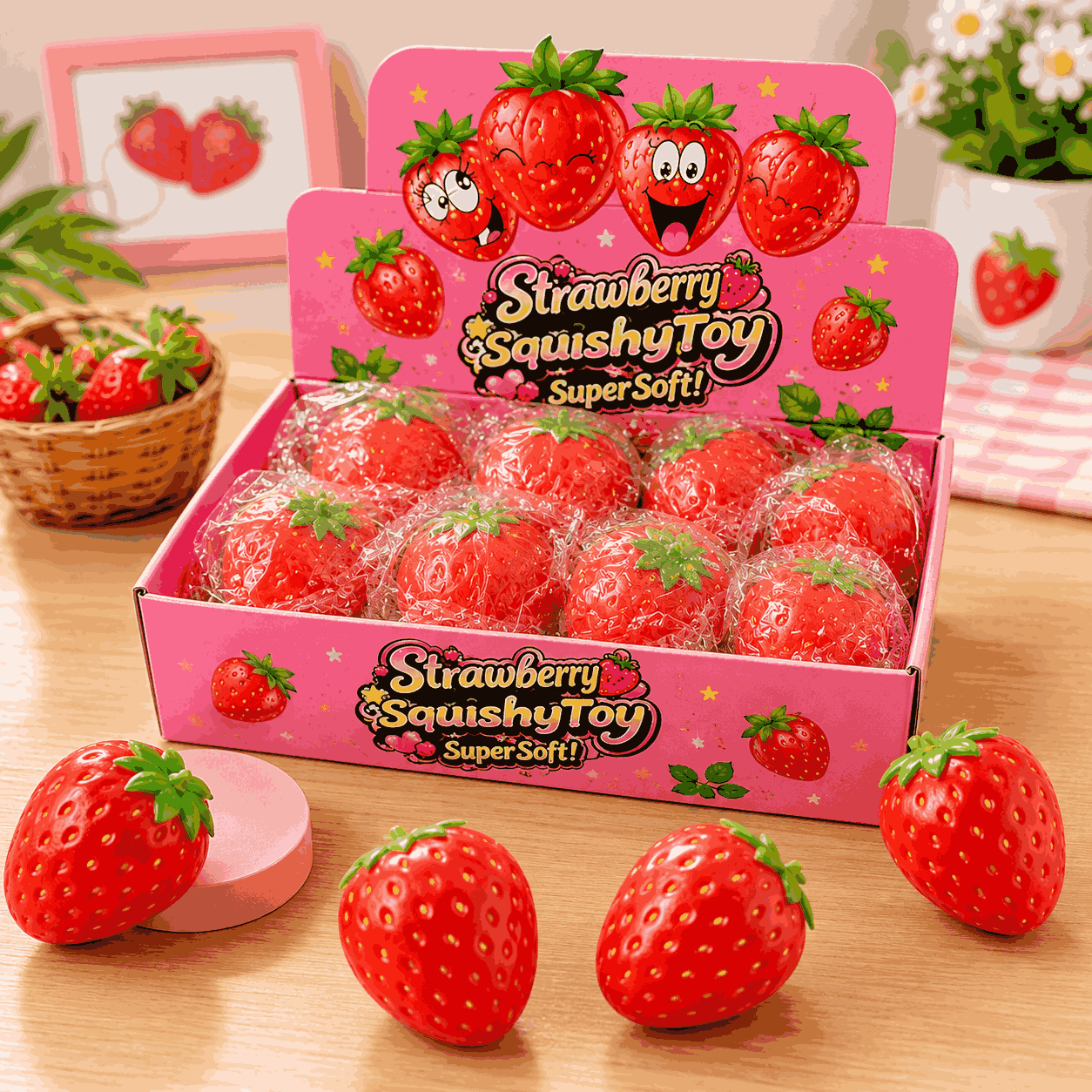 Kawaii Strawberry Squishy Fidget Stress Relief Toy