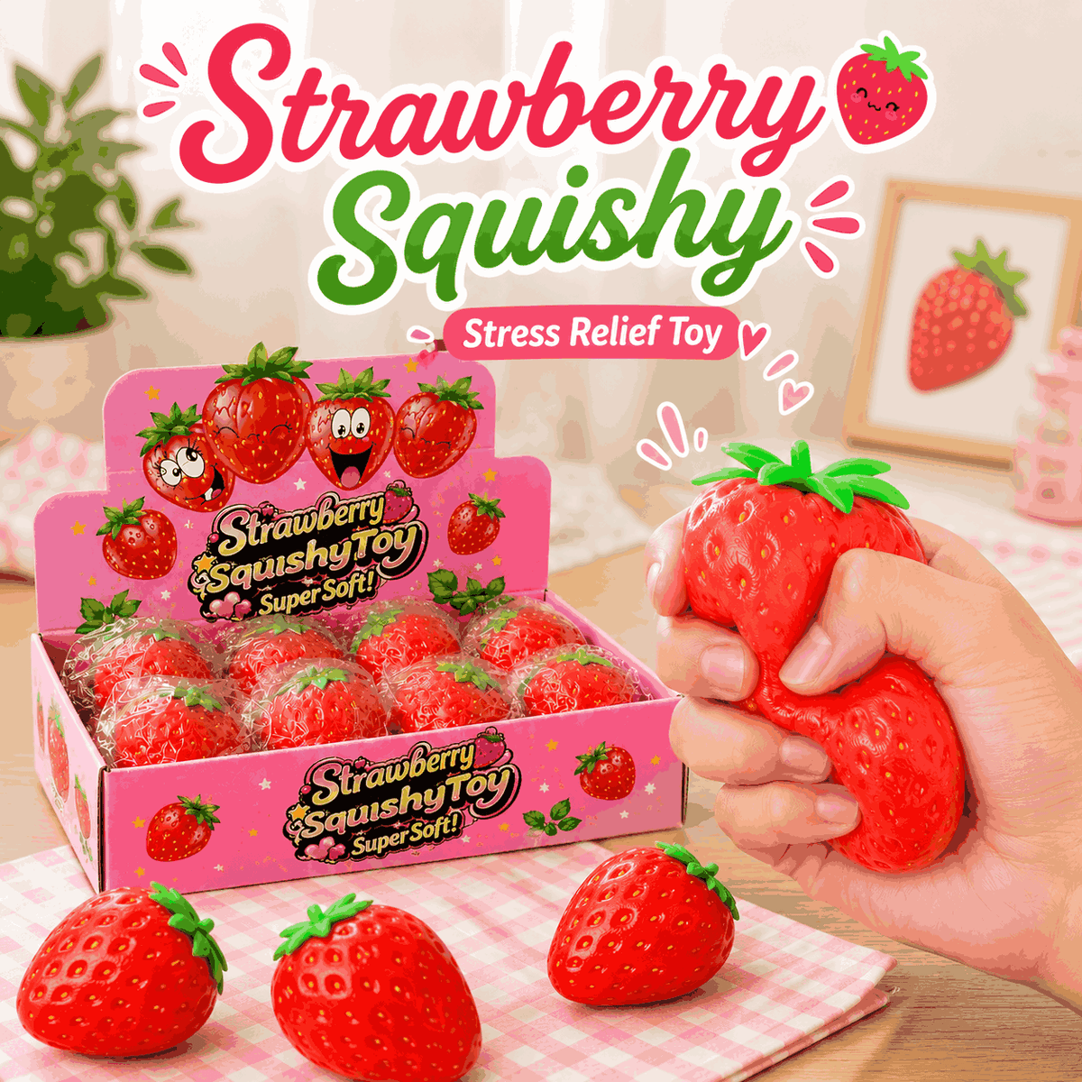 Kawaii Strawberry Squishy Fidget Stress Relief toy (SS)