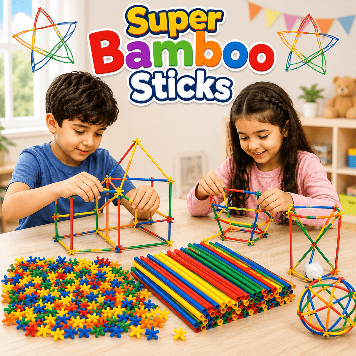 Super Bamboo Sticks, Building Block Sticks For Kids