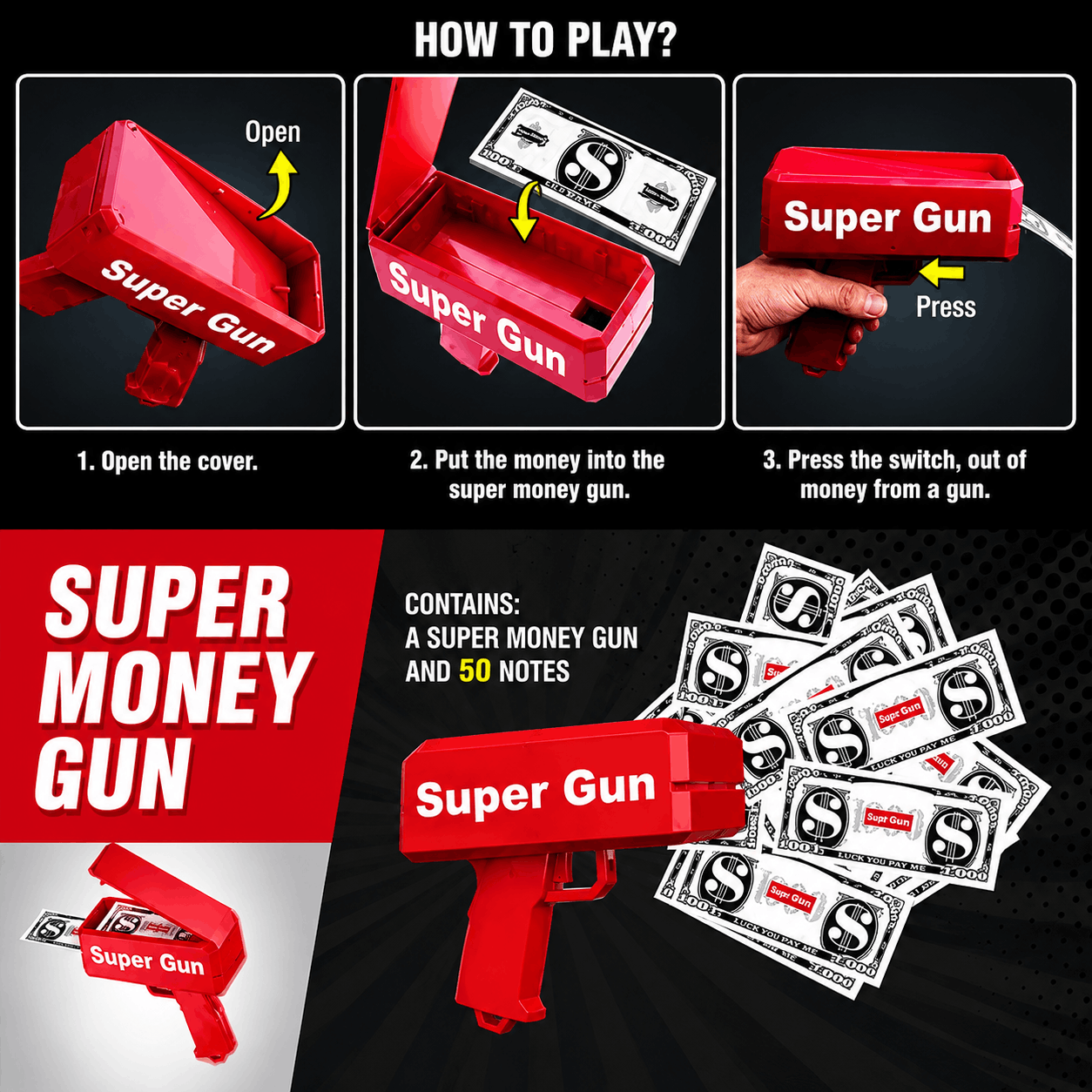 Money Gun Paper Spray Machine Toy for Kids