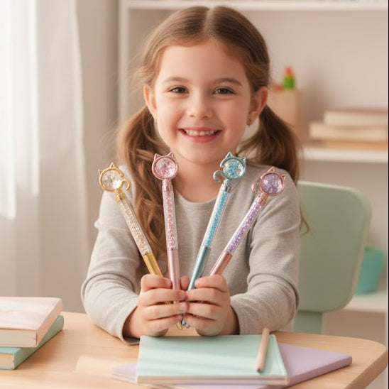 Cat Ballpoint Pen With Ball For Kids (1111)