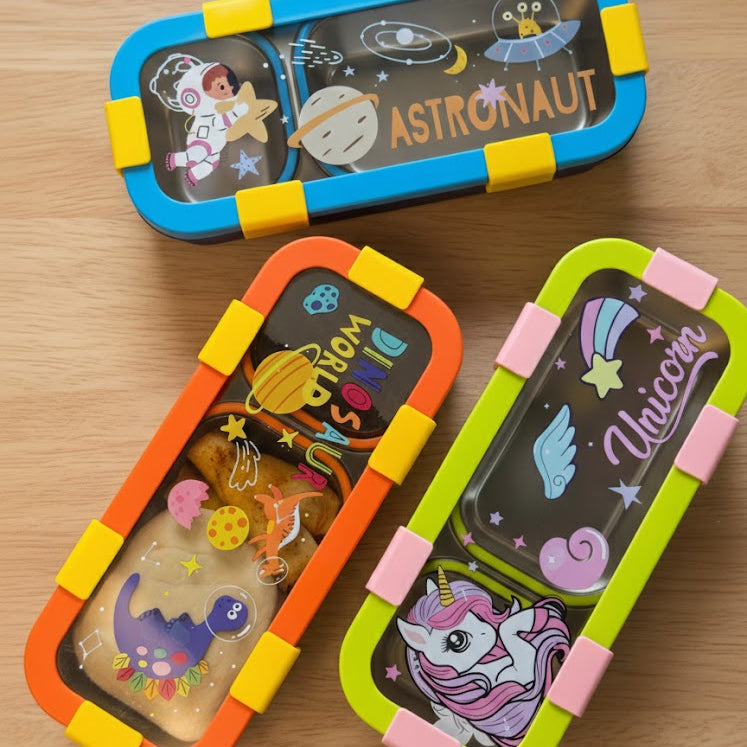 Kids Printed Stainless Steel Lunch Box (Random Design) (029-20)