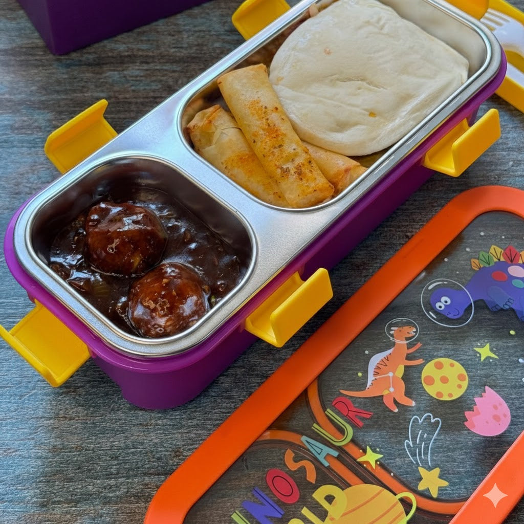 Kids Printed Stainless Steel Lunch Box (Random Design) (029-20)