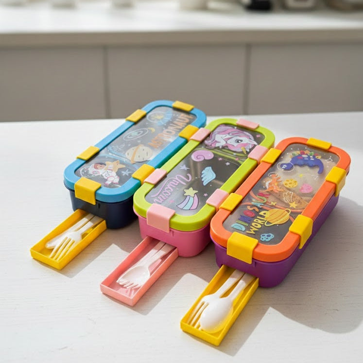 Kids Printed Stainless Steel Lunch Box (Random Design) (029-20)