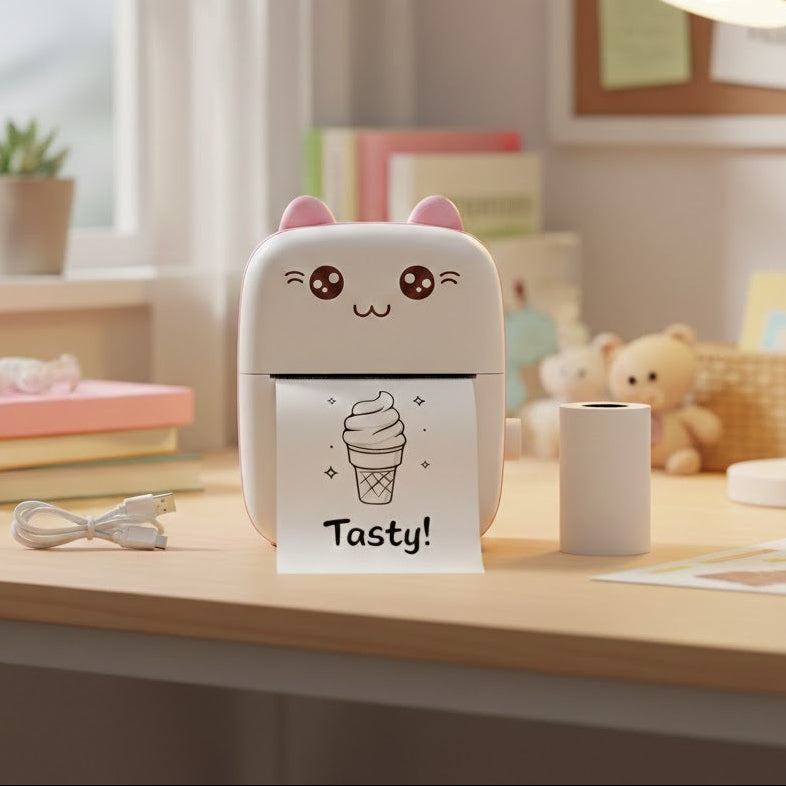 Mini Printer + 6 Paper Bundle - Complete Printing Kit