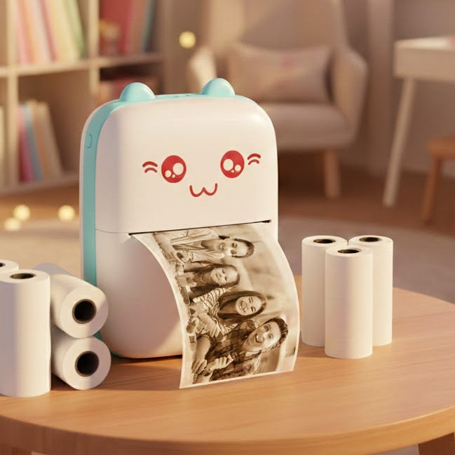 Mini Printer + 6 Paper Bundle - Complete Printing Kit