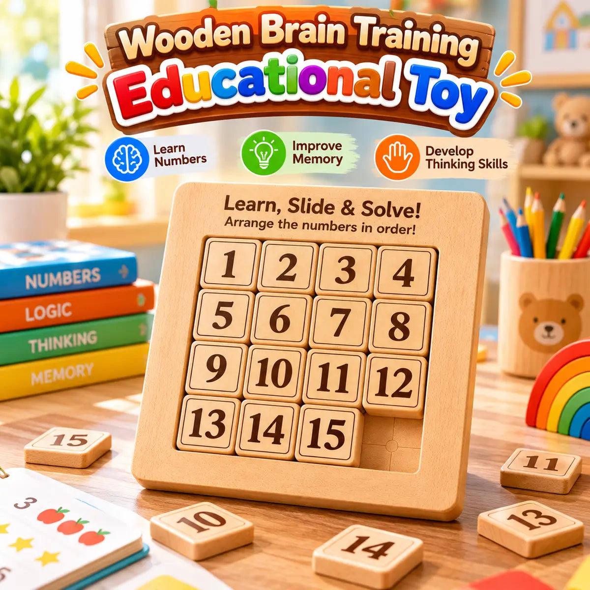 Wooden Learning Number Sliding Math Puzzle For Kids (2025-51)