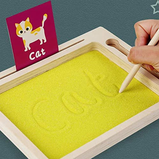 PinShang Kids Wooden Sand Tray With Wood Pen 